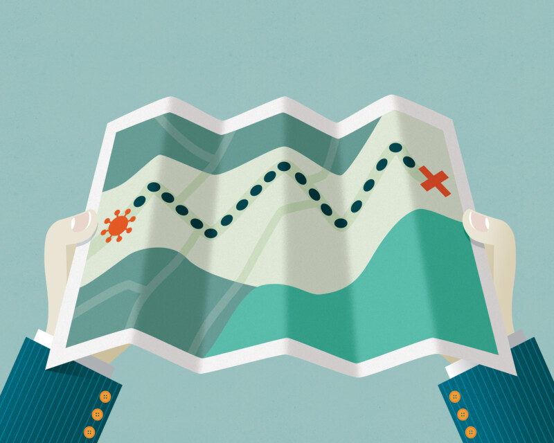 Routemap out of COVID illustration