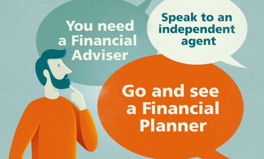Person confused by lots of speech bubbles - where do you get financial advice?