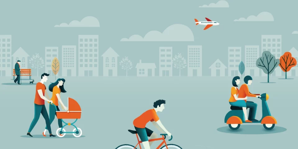 Illustration of people in a park